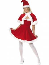 Goedkoop Miss Santa Kerstkostuum met Cape