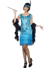 Goedkoop Blauw Flapper 1920's Charlston Kostuum