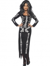 Aanbieding Lange Skeletten Jurk Halloween Kostuum